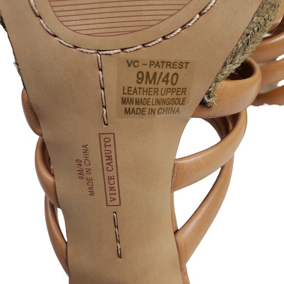 VINCE CAMUTO Womens 9 Patrest Leather Platform Sandal in Light Cognac NEW - Picture 9 of 11